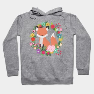 Happy Mother's Day Fox in a Wreath of Flowers Cute Mother gift Hoodie